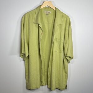 Tommy Bahama Shirt Men's Extra Large Green 100% Silk Button Up